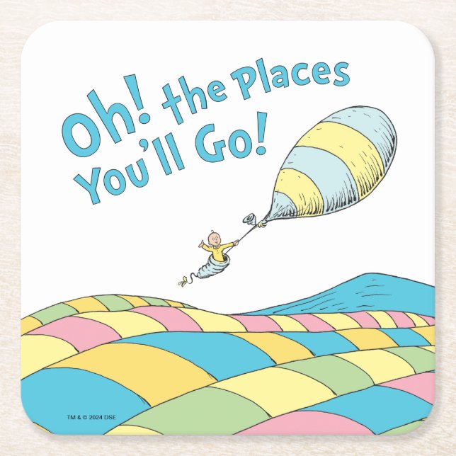 Dessous-de-verre Carré En Papier Oh! Les Endroits où tu iras ! Enfant anniversaire (Devant)