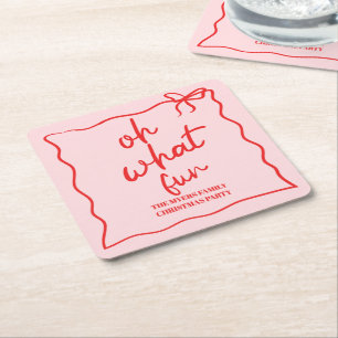 Dessous-de-verre Carré En Papier Oh What Fun Main dessinée fête de Noël