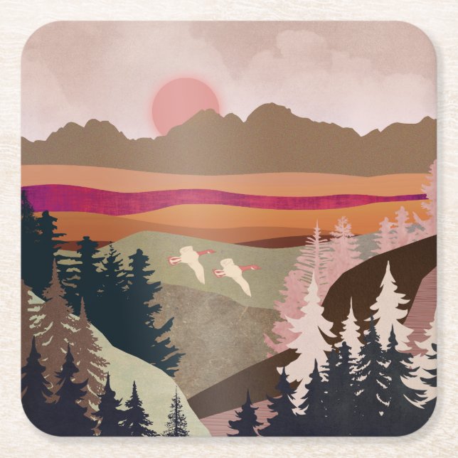 Dessous-de-verre Carré En Papier Oie d'été (Devant)