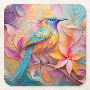 Dessous-de-verre Carré En Papier Oiseau-chanteur à gorge violette Imaginaire