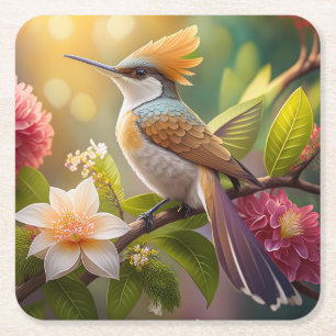 Dessous-de-verre Carré En Papier Oiseau de miel doré Imaginaire