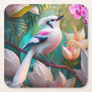 Dessous-de-verre Carré En Papier Oiseau d'Imaginaire tacheté blanc crêpé