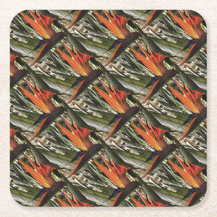 Dessous-de-verre Carré En Papier Oiseau du Paradis Strelitzia Reginae Acrylique Pai