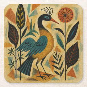 Dessous-de-verre Carré En Papier Oiseau Royal du Bosquet Sauvage