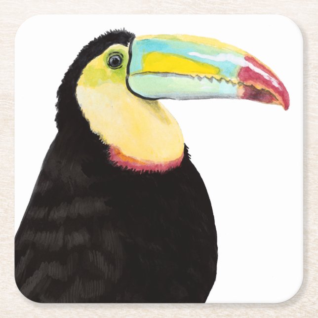 Dessous-de-verre Carré En Papier Oiseau tropical Toucan (Devant)