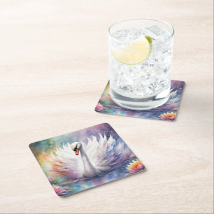Dessous-de-verre Carré En Papier Oiseaux arc-en-ciel Swan 1