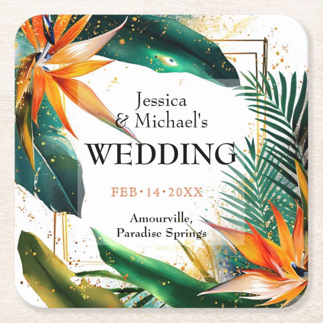 Dessous-de-verre Carré En Papier Oiseaux de Paradise Bliss (Devant)