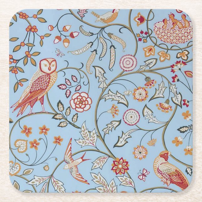 Dessous-de-verre Carré En Papier Oiseaux et fleurs, William Morris (Devant)