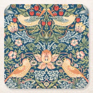 Dessous-de-verre Carré En Papier Oiseaux mignons, Art vintage de voleur de fraises