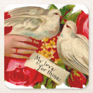 Dessous-de-verre Carré En Papier Oiseaux vintage Amour victorien Colombe Art classi