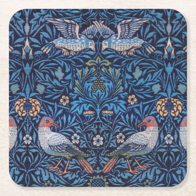 Dessous-de-verre Carré En Papier Oiseaux, William Morris (Devant)