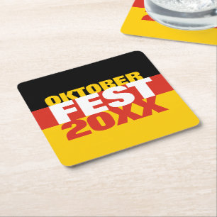 Dessous-de-verre Carré En Papier Oktoberfest Octoberfest drapeau allemand