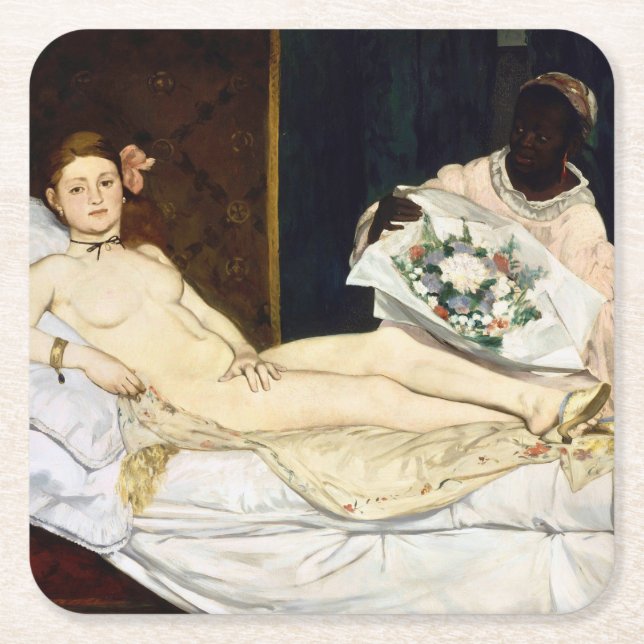 Dessous-de-verre Carré En Papier Olympia, Edouard Manet, 1863 (Devant)