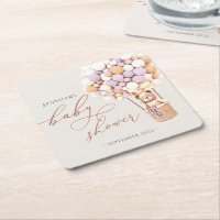 On Peut Attendre ! Baby shower Carré papier côte