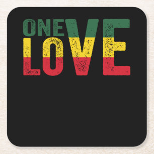 Dessous-de-verre Carré En Papier One Love Jamaican Rasta Reggae