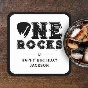 Dessous-de-verre Carré En Papier One Rocks Plectre de Guitare 1er Anniversaire