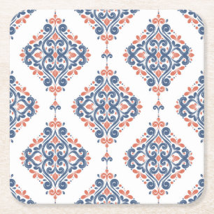 Dessous-de-verre Carré En Papier Orange Bleu Ornemental : Vintage Sans Couture