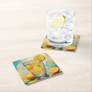 Dessous-de-verre Carré En Papier Orange Cocktail AI dessous de verre d'art
