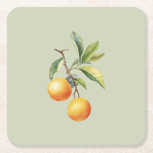 Dessous-de-verre Carré En Papier Orange et vert Un petit Baby shower à croûte