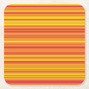 Dessous-de-verre Carré En Papier Orange rouge jaune rayures