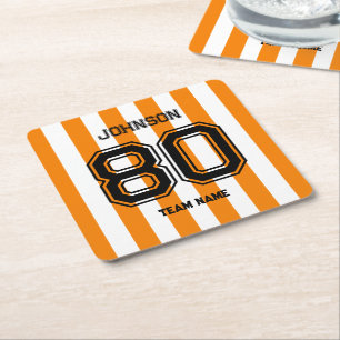 Dessous-de-verre Carré En Papier Orange Sports Team Custom Name Numéro d'équipe Gam