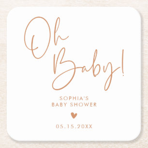 Dessous-de-verre Carré En Papier Orange Terracotta Oh Baby Baby shower moderne Boho