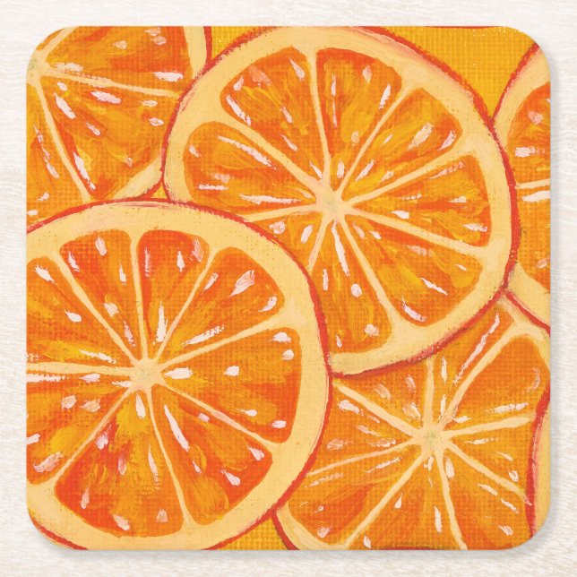Dessous-de-verre Carré En Papier Oranges (Devant)