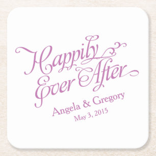 Dessous-de-verre Carré En Papier Orchidée violet blanc Heureux Joyeux Jamais après 