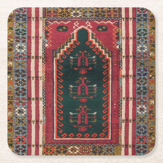 Dessous-de-verre Carré En Papier Oriental Antique Kilim Rug (Devant)