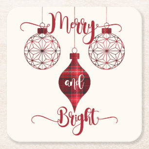 Dessous-de-verre Carré En Papier Ornement à carreaux rouges Merry and Bright