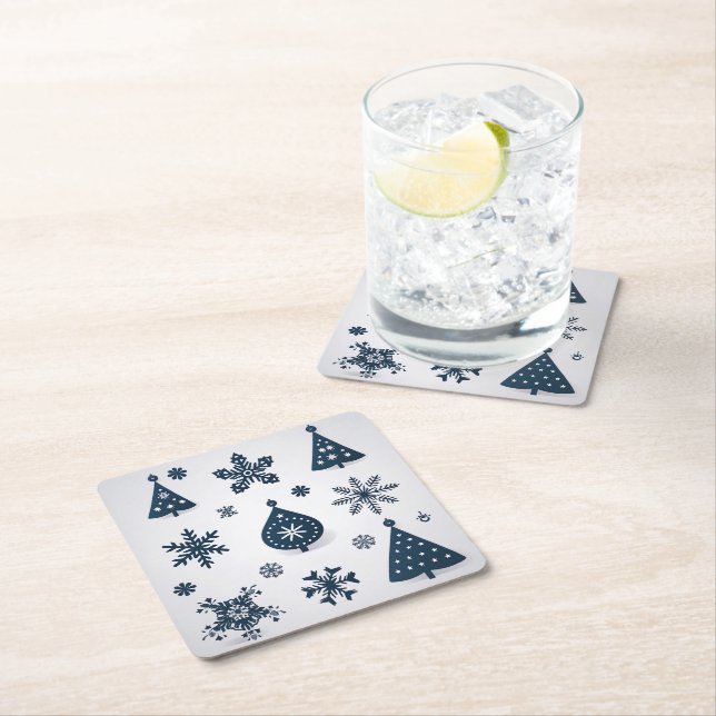 Dessous-de-verre Carré En Papier Ornements de Noël (En situation)