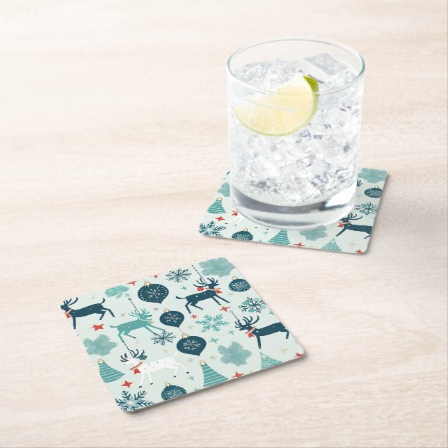 Dessous-de-verre Carré En Papier ornements de Noël  (En situation)