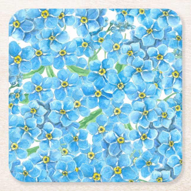 Dessous-de-verre Carré En Papier Oublie-moi pas l'aquarelle (Devant)