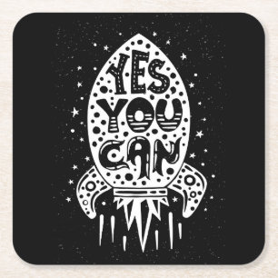 Dessous-de-verre Carré En Papier Oui vous pouvez Rocketship