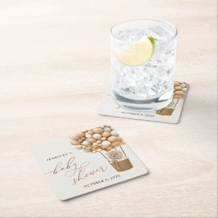 Dessous-de-verre Carré En Papier Ours, Balloons Beiges, Balloon À Air Chaud, Baby s