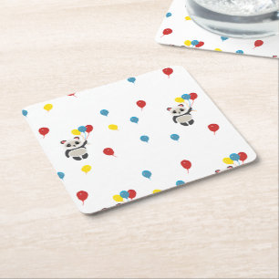 Dessous-de-verre Carré En Papier Ours de panda blanc ballons