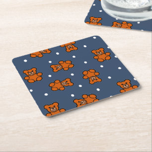 Dessous-de-verre Carré En Papier Ours en peluche mignon à pois