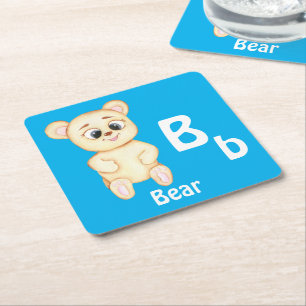Dessous-de-verre Carré En Papier Ours personnaliser ABC : Lettre B - Ajoutez votre 