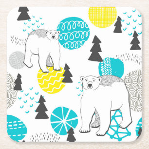 Dessous-de-verre Carré En Papier Ours polaire