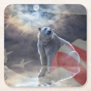 Dessous-de-verre Carré En Papier Ours polaire de l'Alaska