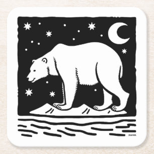 Dessous-de-verre Carré En Papier Ours polaire de surf de glace