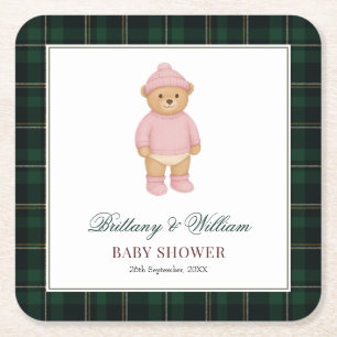 Dessous-de-verre Carré En Papier Ours Préparatoire Classique Baby Shower Tartan Pla