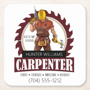 Dessous-de-verre Carré En Papier Outils de charpentier rustique