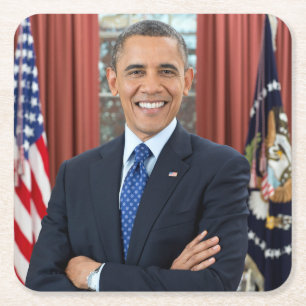 Dessous-de-verre Carré En Papier Oval Office Portrait, Obama Barack Président des É