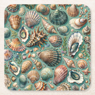 Dessous-de-verre Carré En Papier Oyster Clam Scallop Mussel Seashell