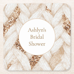 Dessous-de-verre Carré En Papier Paillettes dorées Tissu synthétique tissé blanc Ma