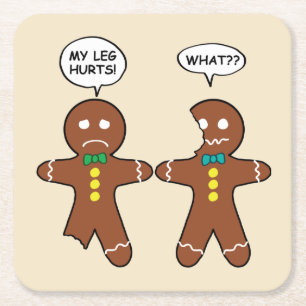 Dessous-de-verre Carré En Papier Pain d'épices biscuit Humour de Noël Beige