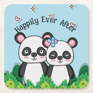 Dessous-de-verre Carré En Papier Paire de pandas