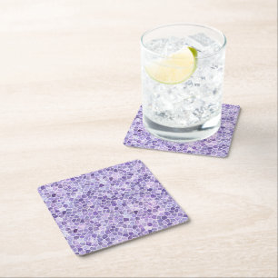 Dessous-de-verre Carré En Papier Pale Lilas Et Pourpre Pavé Patchwork Terrazo Pa