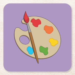 Dessous-de-verre Carré En Papier Palette Artiste avec pinceau